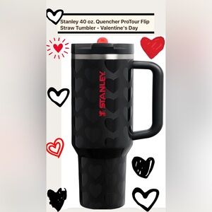 🖤Stanley Black and Red Travel Mug with Heart Design❤️